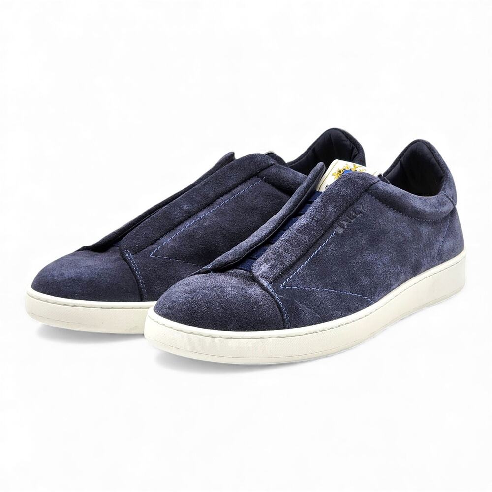Bally Crest Romy Suede Slip-On Sneakers Navy Blue - NWB $400 - Picture 2 of 7